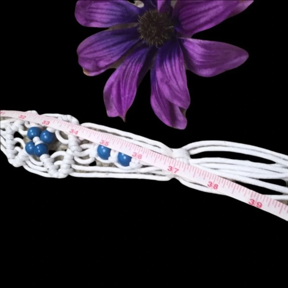 Bohemian Woven Blue and White Tassels Belt